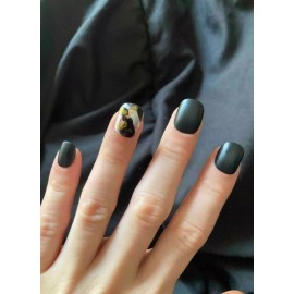 Lured Bait FULL COVER *Black* SHORT Press On 24 Pieces Nail Tips Kit With Glue