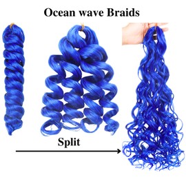 Blue Braiding Hair Pre stretched Boho Hair for Braiding Curly Ocean Wave Boho Braids Prestretched Ez Braid Hypoallergenic Non Toxic Anti Itch