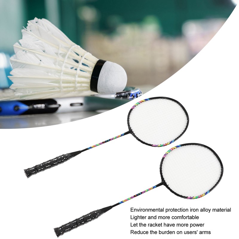 2Pcs Badminton Racquets Set Lightweight Sturdy Double Badminton Rackets with