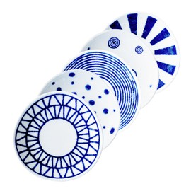 Saikai Pottery Hasami Pottery Lightweight Small Plate Bean Plate Diameter 4.9 inches (10 cm) 5 Patterns Dinnerware Set Indigo Ball Pattern Scissors Plate Plate Blue White Japanese Pattern Bean Plate Present Birthday Present Female New Life Scandinavian T