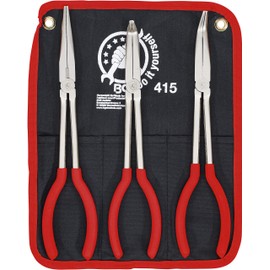 Kraftmann 415 0/35/70 Degree Telephone Pliers Set, Silver/Red