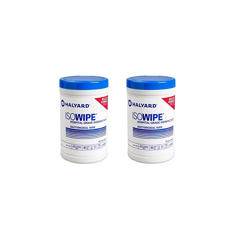 HALYARD ISOWIPE - Hospital Grade Cleaning Wipes 2 Canisters (75