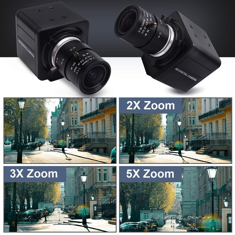 Svpro USB Camera with Zoom 2.8-12 mm Varifocal Lens, 5MP