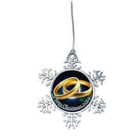 Wedding Gold Rings Bridal Gift Christmas Ornament Choose Snowman Snowflake Bulb (Snowman)