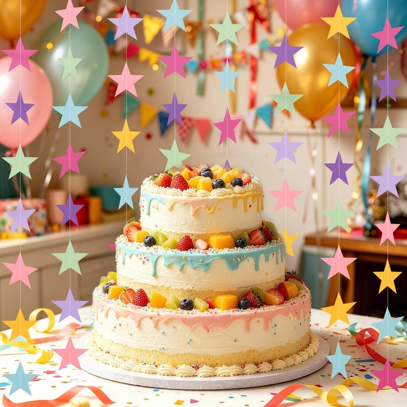 NACHLYNN 5 Pcs Star Garland 65 Ft for Birthday Party