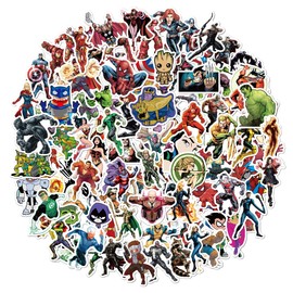 100Pcs Super-heros Stickers, Comic Legends Theme Stickers Packs for Laptop Water Bottle Car Cup Computer Guitar Skateboard Luggage Bike Bumper, Vinyl Waterproof Avengers Decals for Teens Adults