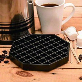 TrueCraftware- 4-1/2" Drip Tray Octagon Shape Polypropylene Black Color Set of 4- Bar Countertop Coffee Drip Tray with Honeycomb Grid Octagon Dishwasher Safe
