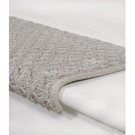 Oak Valley Designs™ Rounded Bullnose Carpet Stair Treads - Anti Slip Indoor Stair Mats for Wooden Stairs, Style: Bayside Charm, Silver Birch 27" W X 9.75" D (Set of 4)