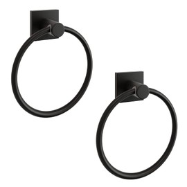BGL - Anillo de toalla de mano moderno negro mate para baño, 2 paquetes para baño montado en la pared, soporte para toallas de baño