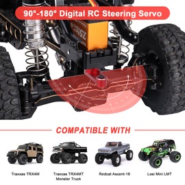HobbyPark Waterproof for TRX4M Servo with Servo Mount Bracket and Arm Steering Servo and Steering Link Set 7.5kg High Torque Metal Gear Digital Servo Motor fit 1/18 Crawler Car Upgrades Parts