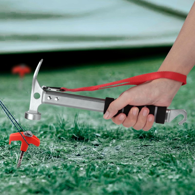 LATTHANT Aluminum Camping Hammer, 3-in-1 Functional Tent Stake Hammer with