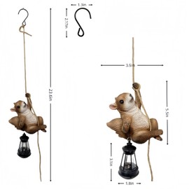 Squirrel Garden Decor Outdoor Statues Resin Climbing Twine with LED Light Waterproof Hanging Animal Figurine for Garden Wall Balcony Tree Decoration Gift