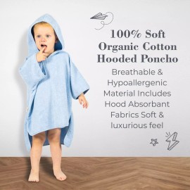 ODAAA BABY HOODED COTTON TOWEL PONCHO BLUE SIZE 2-3T