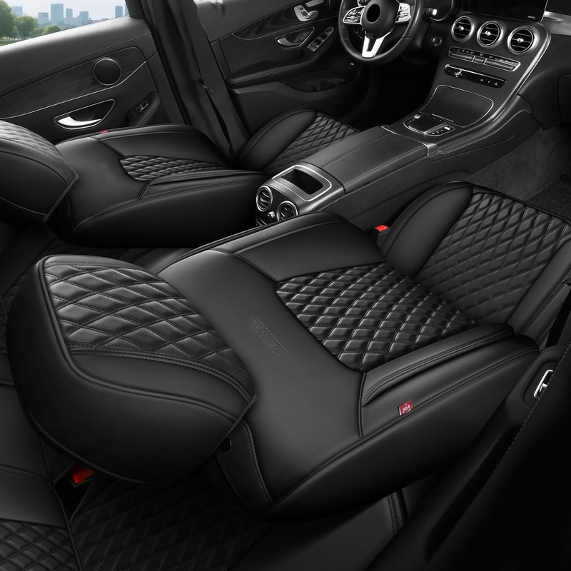 ZenRide Front Car Seat Covers 2PCS,3D Design Nappa Leather Waterproof