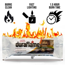Fire Logs for Indoor and Outdoor Use - 2.5 lb Quick Light Fireplace Logs Fire Starter for Fireplace, Camping, and Firepits, 1.5 Hour Burn Time (6 Pack)