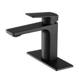 VOTON Matte Black Bathroom Faucet 1 Hole, Single Handle Bathroom Sink Faucets for 1 or 3 Hole with Supply Deck Plate and Hose, Basin, Rv, Lavatory Sink