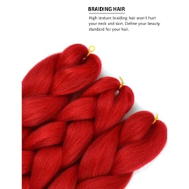 YAMEL Braiding Hair Extension,Kanekalon Braiding Hair for Braiding Crochet Twist Box Braids Hair 24Inch 3pcs Red Jumbo Braiding Hair