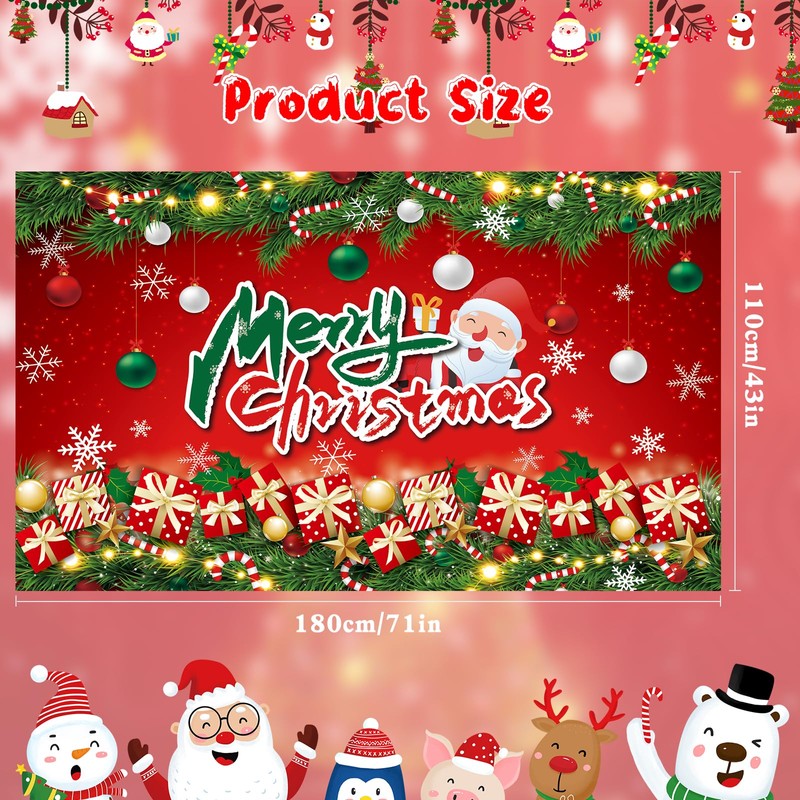 Gift Spree Large Merry Christmas Backdrop for Party Decoration