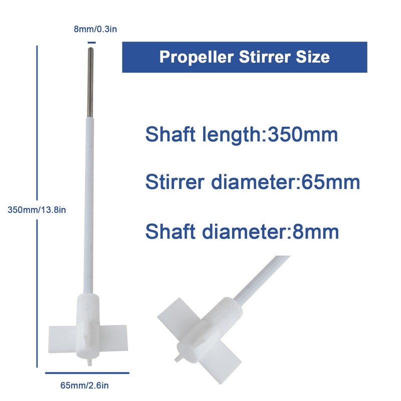 ONiLAB 18900075 PTFE Coated Propeller Stirrer，65mm Stirrer Diameter, 8 mm