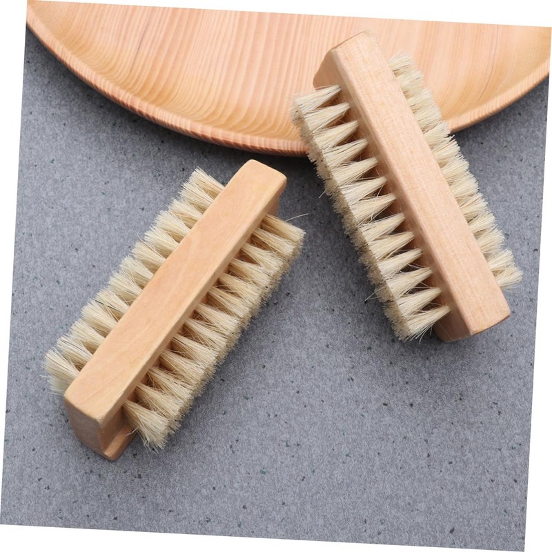 Baluue 4pcs Double Sided Nail Brush Wooden Manicure Brush for