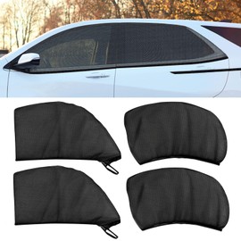 Fatiya Pack of 4 Universal Car Window Shade, Breathable Mesh Car Window Cover for Side Windows, Front and Rear Side Window, Sun Protection, Suitable for Camping, Travel (Black)