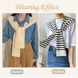 Fuxiqar 2-Pack Sweater Shawl for Women Knit Wraps Dressy Fashion Shawls Vacation & Casual Chic Look Shall Scarf(Coffee Date)