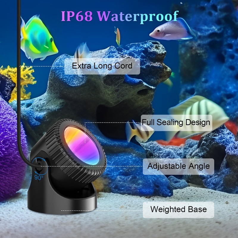 PChero RGB Pond Lighting LED Underwater Lighting Spotlight Pool Lighting