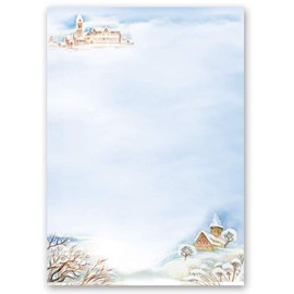 Writing Paper Set 40 Pieces Winter Landscape Nature and Landscape 20 Sheets Writing Paper + 20 Matching Envelopes DIN Long without Window Paper-Media
