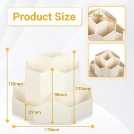 360° Rotating Pen Holder - Desk Organiser with 9 Compartments - Large Capacity Pen Organiser - Office Organiser for Office, School, Pen Holder for Pens and Other Office Supplies (Beige)