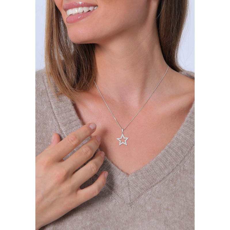 Elli Women's Star Pendant Necklace Astro with Crystals in 925