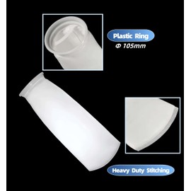 2-Pack 4 Inch Ring Filter Socks, 4"x15" Thick Mesh Felt Filter Bags (1 Micron) with Plastic Ring