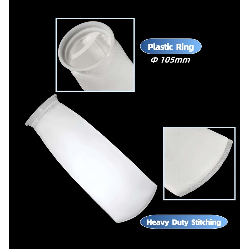 2-Pack 4 Inch Ring Filter Socks, 4"x15" Thick Mesh Felt