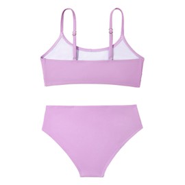 Century Star Girls Swimsuits for Teens Bikini 2025 Solid Teen Bathing Suits Adjustable Straps Swimwear Padded 8-15 Years, Light Purple, 14-15 Years