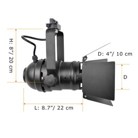 J.LUMI TRK9000 Theater Track Light Head, Stage Light with Flippers, Black Frost Paint Finish, Vintage Industrial Track Lights, Uses PAR30, A19 or ST64 Bulbs E26 Base (Bulb not Included)