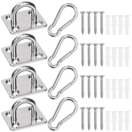Swpeet 40 Pcs M5 Premium Heavy Duty Square Stainless Steel Screw Hooks Kit with Pad Eye Hooks, Snap Hook, Screws with Plastic Expansion Tube, Ceiling Hook for Outdoor Indoor Activity