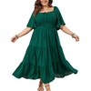 SCOMCHIC Women's Plus Size Flowy Maxi Dress Flutter Short Sleeve