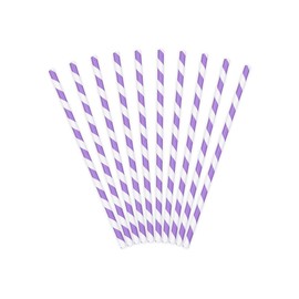 PartyDeco SPP1-004 - Paper Straws - Purple/White Striped - 19.5 cm (1 Pack of 10)