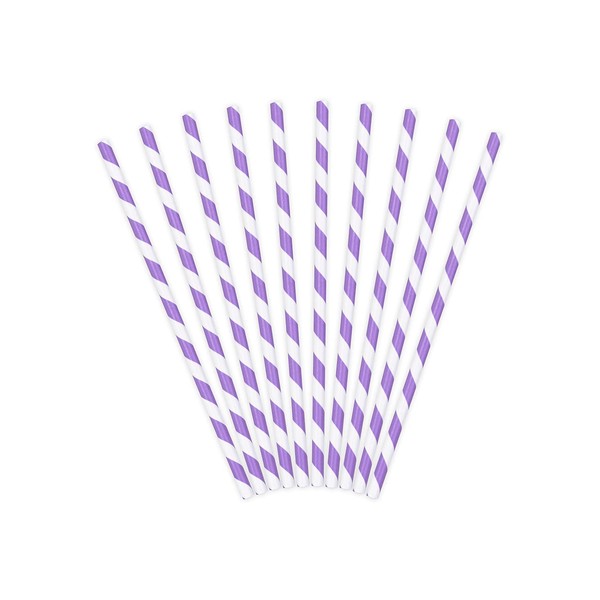 PartyDeco SPP1-004 - Paper Straws - Purple/White Striped - 19.5
