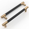 Amerdeco 10 Pack Matte Black Gold Cabinet Pulls 6.3 Inch(160mm)