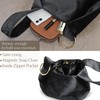 Womens Velvet Clutch Bag Handbag Wrist Small Tote Bag, black