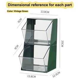 Jaugufiy 2 Tier Tea Bag Holder Tea Holder Tea Bags Organizer Countertop Tea Coffee Sugar Organiser Box Coffee Capsule Holder for Home Office Bar (Green)