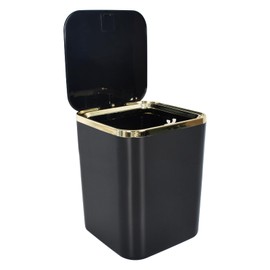 Tolenre Small Table Bin with Lid, 2 L, Mini Table Waste Bin for Dining Room, Bathroom, Office, Bedroom (Black)