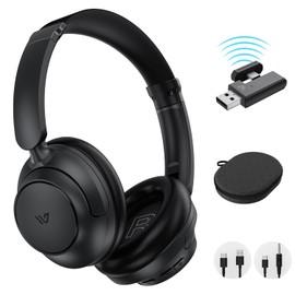 Weofly Tour Hybrid Active Noise Cancelling Headphones with Dongle, Wireless Over Ear Bluetooth Headphones, Bluetooth 5.4 Wired Headset with Mic, 80H Playtime Storeage Bag for Smartphone PC (Black)