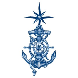 4 Blätter Temporary Schiffsanker Tattoo Kompass Tattoo Steuerrad Semi-Permanente Tattoo Matrose Langanhaltende Tattoo Semi-Compass4