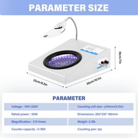 YUCHENGTECH Microbial Bacterial Colony Counter 3/9 Times Bacterial Tester Counting Machine Bacterial Quantity Counting Machine Instrument Microbiology Tester 110-220V (110V)