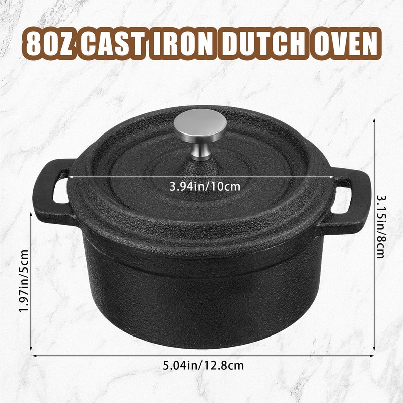 Suttmin 4 Pcs Mini Dutch Oven Small Round Iron Cocotte