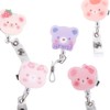 Leadigol 9 Pcs Retractable Badge Reel, Cartoon Bear Name Card
