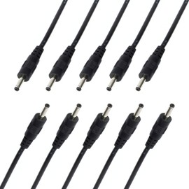 COOLM 10 Pack 3.5mm x 1.35mm DC Power Male Plug Jack to Bare Wire Open End Pigtail Power Cable Cord 3.5x1.35mm for DC Power Supply IP Camera CCTV Security Camera Surveillance Cable Repair Replacement