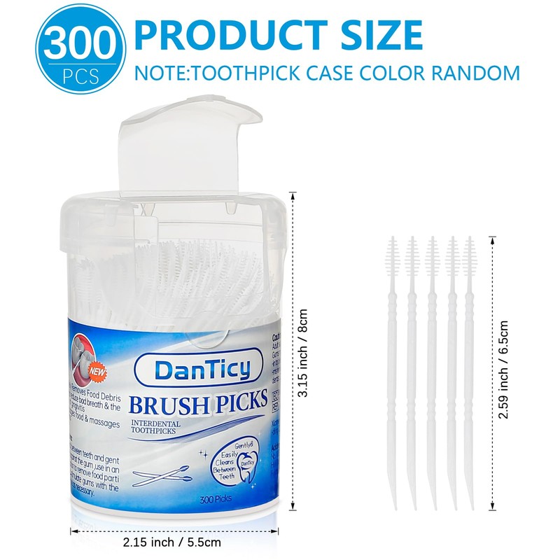 DanTicy Brushpicks Interdental Toothpicks,Soft Bristle Dental Floss Picks Toothpicks,Helps Removes