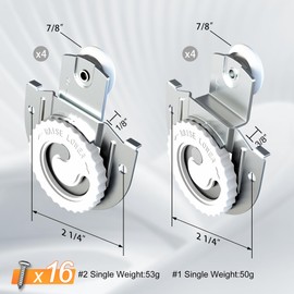 SongYung 8 PCS Closet Door Roller Kit, Sliding Wardrobe Closet Door Hardware Top-Roller Kit with Adjustable Screws,Slide Smoothly and Quietly